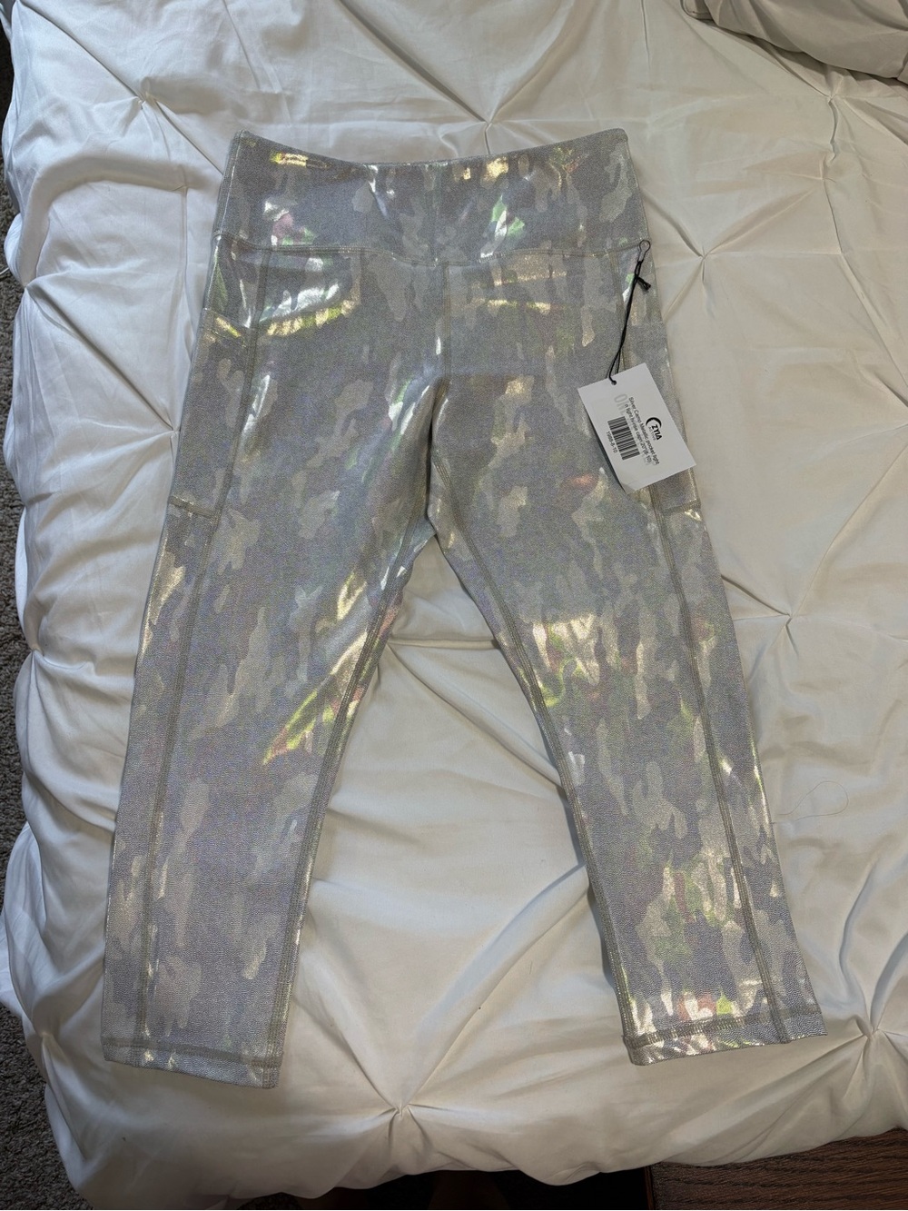 ZYIA Women’s Holographic Silver Iridescent Leggings
